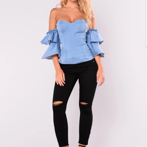FASHION NOVA denim top - Picture 3 of 5
